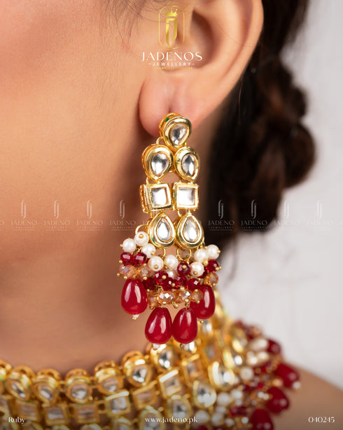 Pure Indian Gulnaar Kundan Set with Minakari